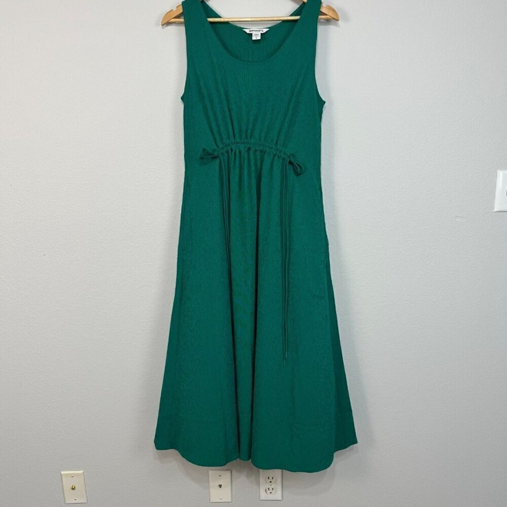 Athleta Women's Echo Sleeveless Midi Dress‎ Scoop Neck Lightweight Green Size L